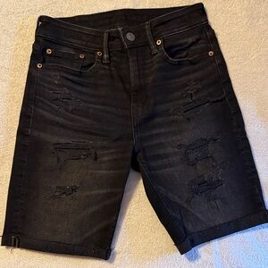 American Eagle Outfitters Black Ripped Jean Shorts